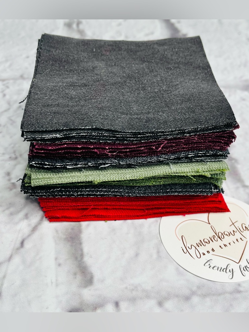 Reclaimed Denim Squares Pack (60 pcs, 4"): Crafting, Quilting, Patchwork Fabric - Picture 3 of 5